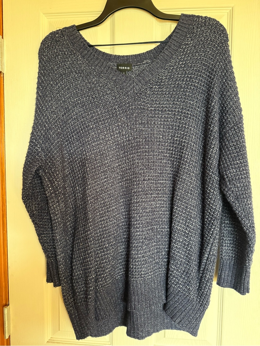 torrid Navy Blue V-Neck Waffle Knit Sweater